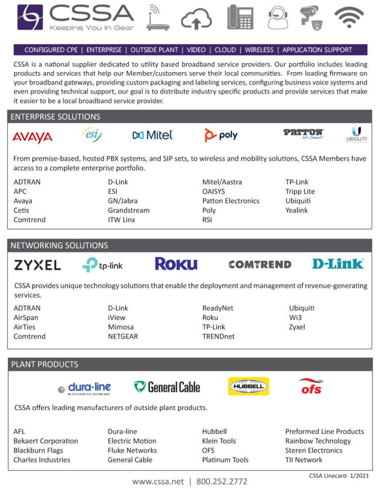CSSA product portfolio
