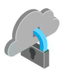 Padlock on a cloud representing cloud services.