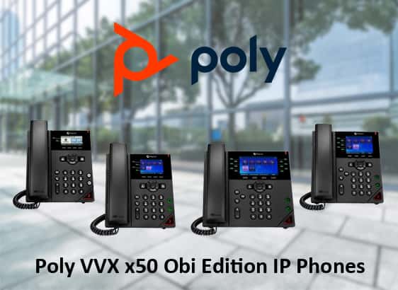 Four Poly VVX x50 Obi Edition IP Phones